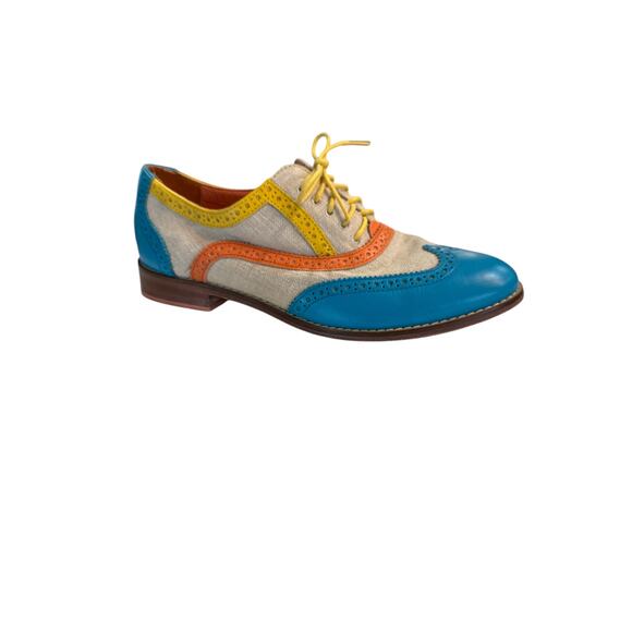 COLE HAAN MULTI COLOR SADDLE WINGTIP OXFORDS WOMENS SHOES SZ 7 - Picture 1 of 3